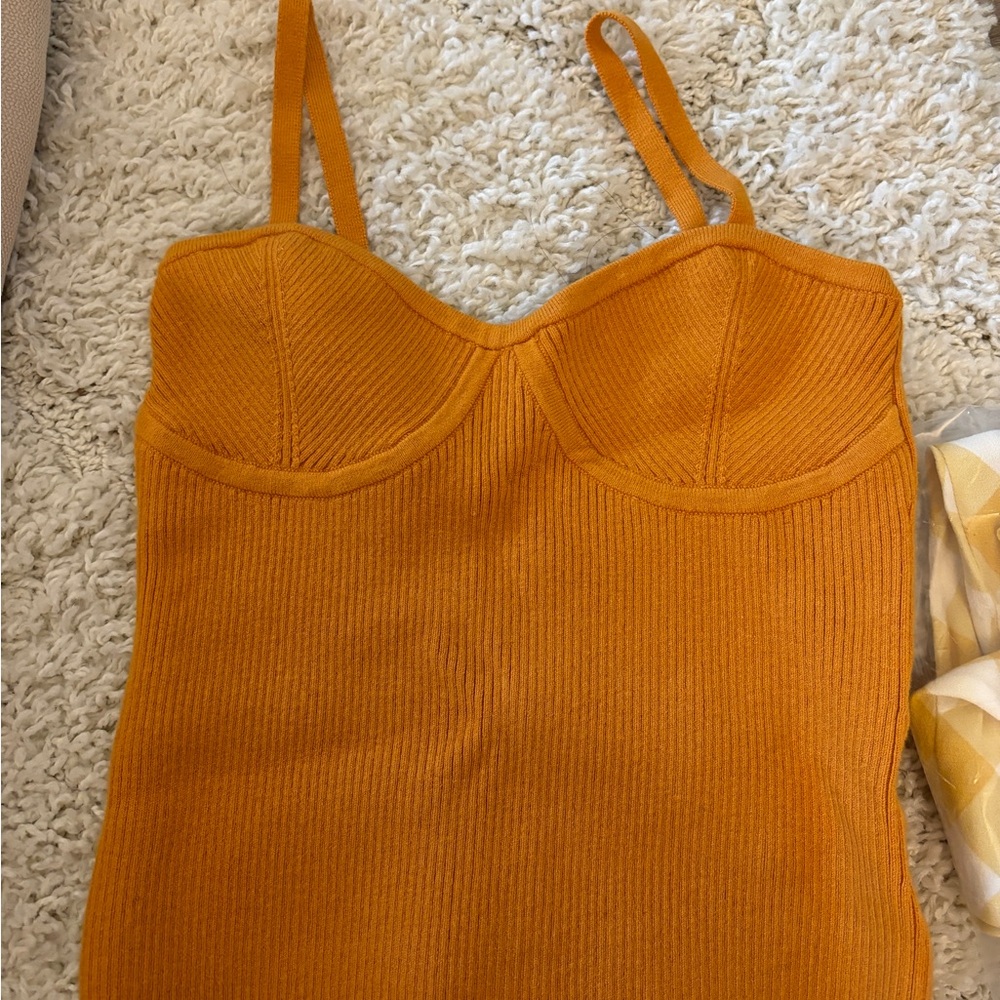 Madewell Women's Orange Ribbed Top